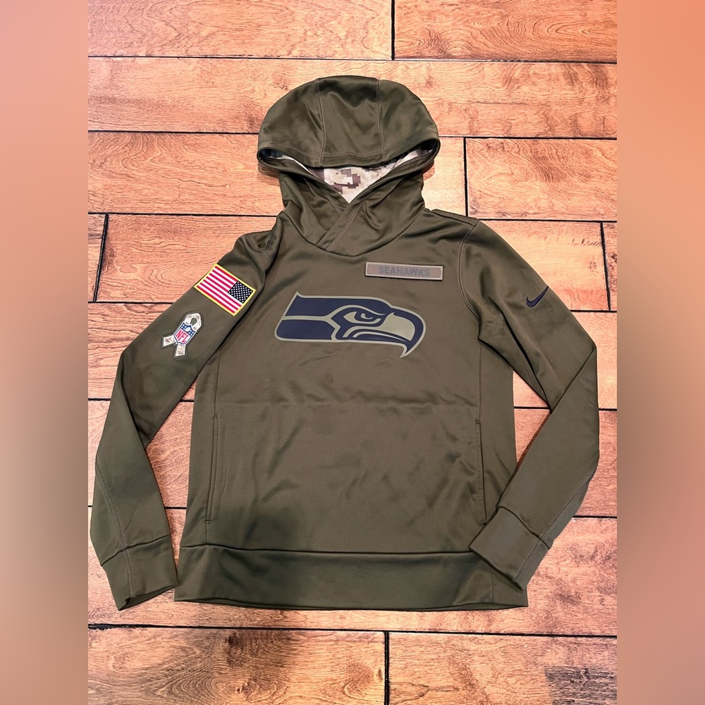 Seattle Seahawks Military Salute to Service Olive Green Hoodie